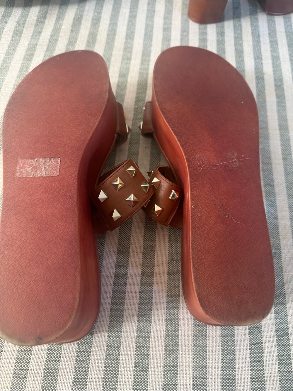 Madden Girl Studded Brown Platform Slide Sandals - Picture 5 of 5